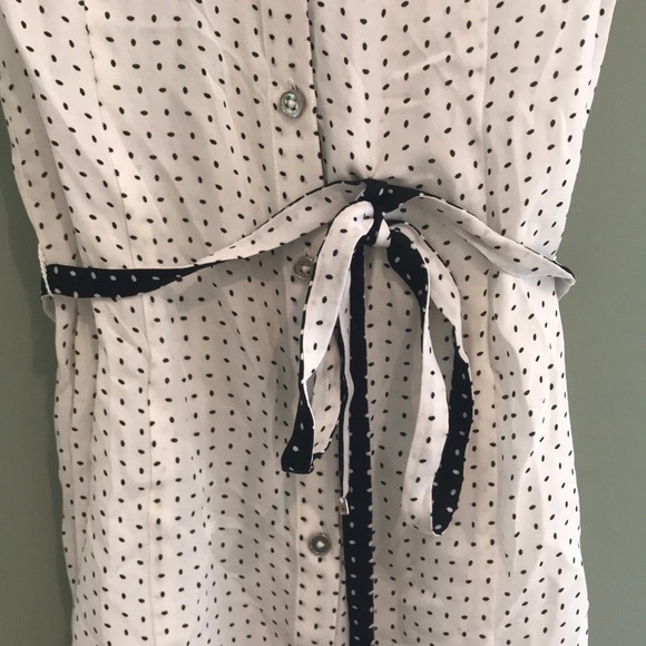 WBHM White & Black Polka Dot Blouse w/ Tie, Silk - Picture 7 of 7